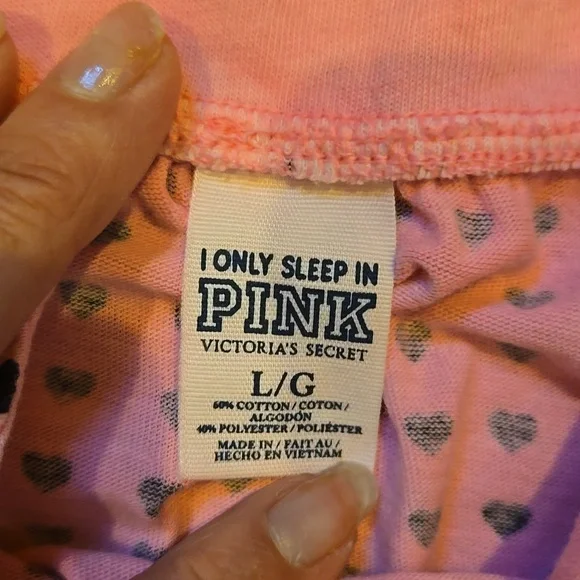 PINK Victoria's Secret "I Only Sleep In Pink" Pink/Black Heart Babydoll Nightie - Picture 5 of 6